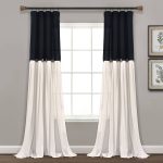 Lush Decor Linen Button Single Panel Window Curtain - 84"L x 40"W - Black & White