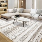 Tortania Area Rug Living Room Rugs - 8x10 Washable Large Soft Neutral Boho Moroccan Bohemian Farmhouse Rug Indoor Floor Carpet for Bedroom Under Dining Table