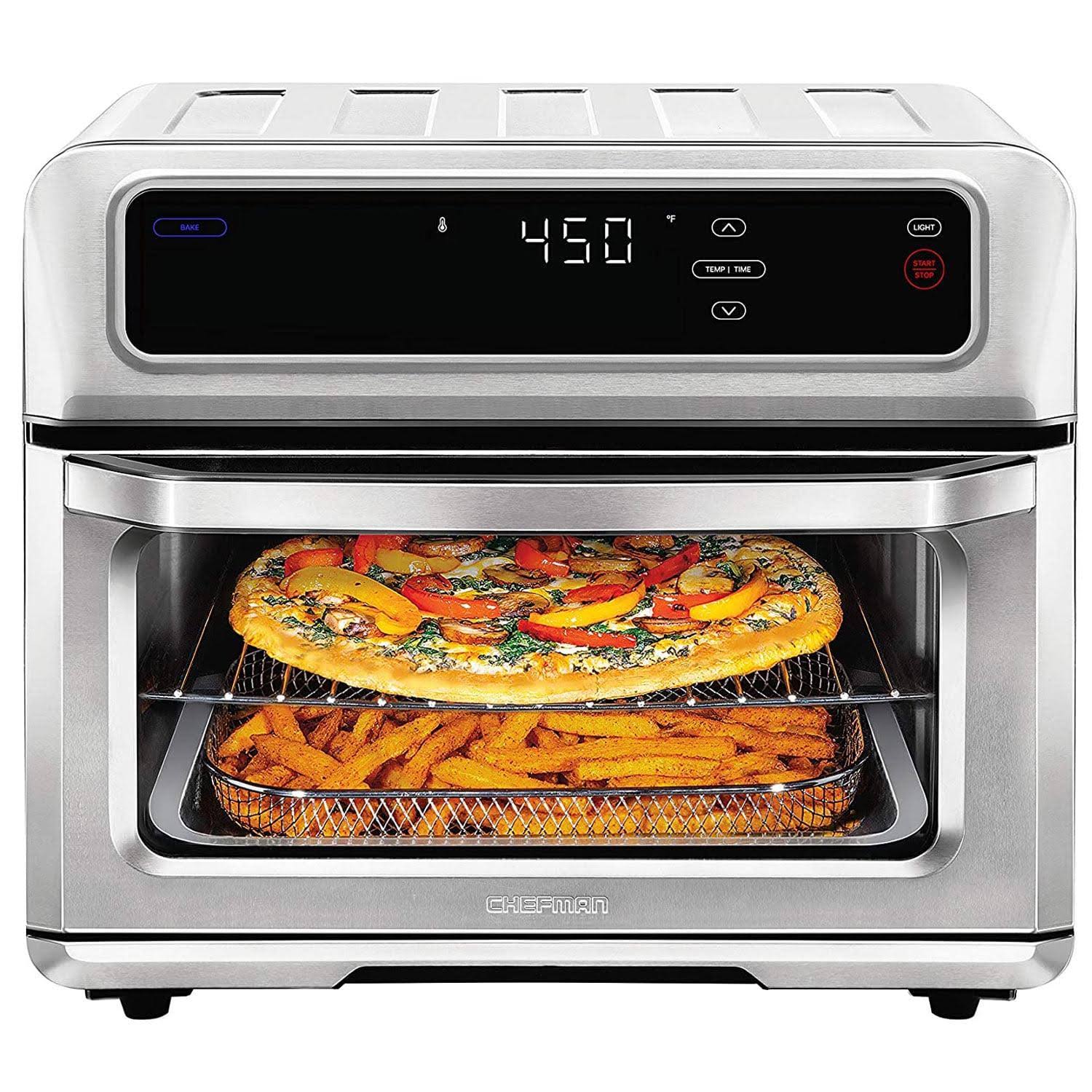 dac14d11288e2084d5bd74b98e2288bcd8382b3d512fbd80a8103cf0d3e80b97.jpg Air Fryer + Toaster Oven, Stainless Steel, 20 Liter Chefman - Image 1