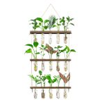 Monsiter QE 3 Tier Large Propagation Stations Wall Hanging Plant Terrarium with Wooden Stand, Retro Propagation Test Tube for Hydroponic Plants