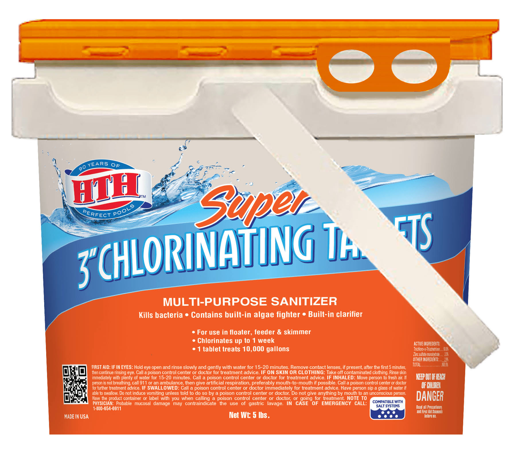 db0491b7dfbd10d316ca415d7ba82685417fbfbe7e54f5b99c5beb1585055526.jpg Hth Super 3 inch Chlorine Tablets for Pool, 5 Pounds - Image 1