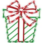 16" Lighted Red and Green Present Christmas Window Silhouette Decoration