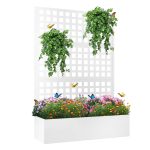Elevens Metal Planter with Trellis, Trellis with Planter Box & Privacy Screen, Outdoor Raised Garden Bed for Climbing Plants, Trellis Planter Box