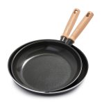 GreenPan Hudson Healthy Ceramic Nonstick, 9.5" and 11" Frying Pan Skillet Set, Wood Inspired Handle, PFAS-Free, Dishwasher Safe Black