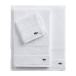 Lacoste Heritage Supima Cotton Hand Towel, White, 16" x 30"