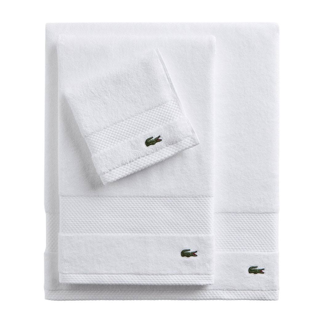 dbcc5c3b68f1bbfdf177b2451aee505c2c5cd7aa0d1f453286b0aba60cbd1ddb.jpg Lacoste Heritage Supima Cotton Hand Towel, White, 16" x 30" - Image 1