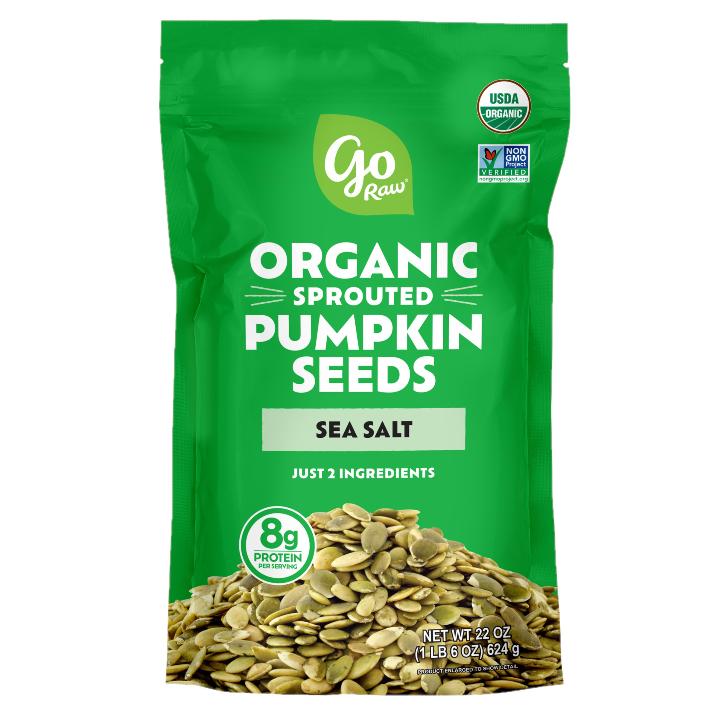 dbd44d40698503368f0ff7aedaacfe6c1e5eee9d1360c8a3e6a66610f4f4f246.jpg Go Raw Sprouted Organic Pumpkin Seeds with Sea Salt, 22 oz - Image 1