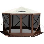 VEVOR Camping Gazebo Screen Tent 12*12FT 6 Sided Pop-Up Canopy Shelter Tent with Mesh Windows Portable Carry Bag Stakes Large Shade Tents for