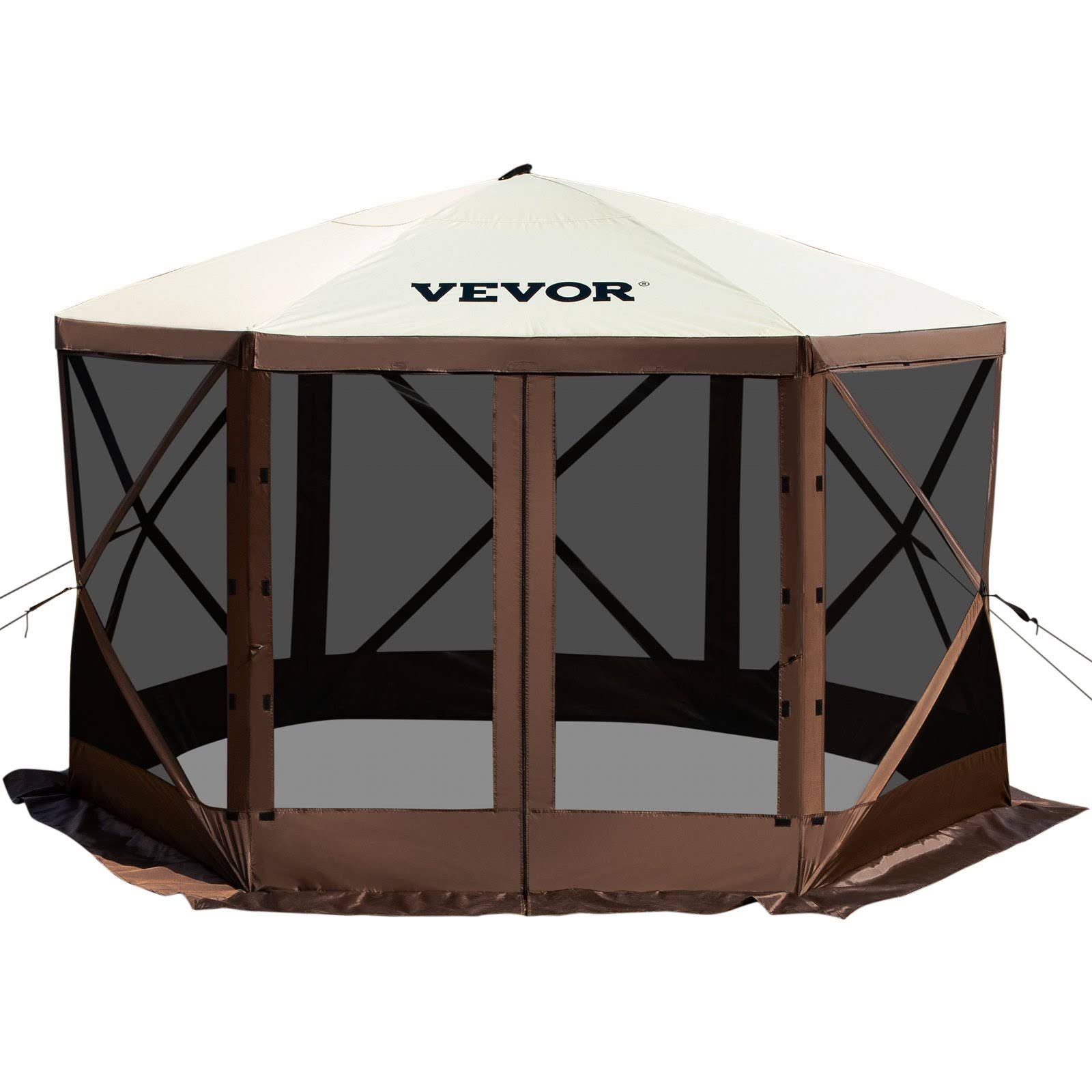 dbe563e0cbdb1d8915c6b321150b5be7529a2a62240d3d8972eded07f0e5e327.jpg VEVOR Camping Gazebo Screen Tent 12*12FT 6 Sided Pop-Up Canopy Shelter Tent with Mesh Windows Portable Carry Bag Stakes Large Shade Tents for - Image 1