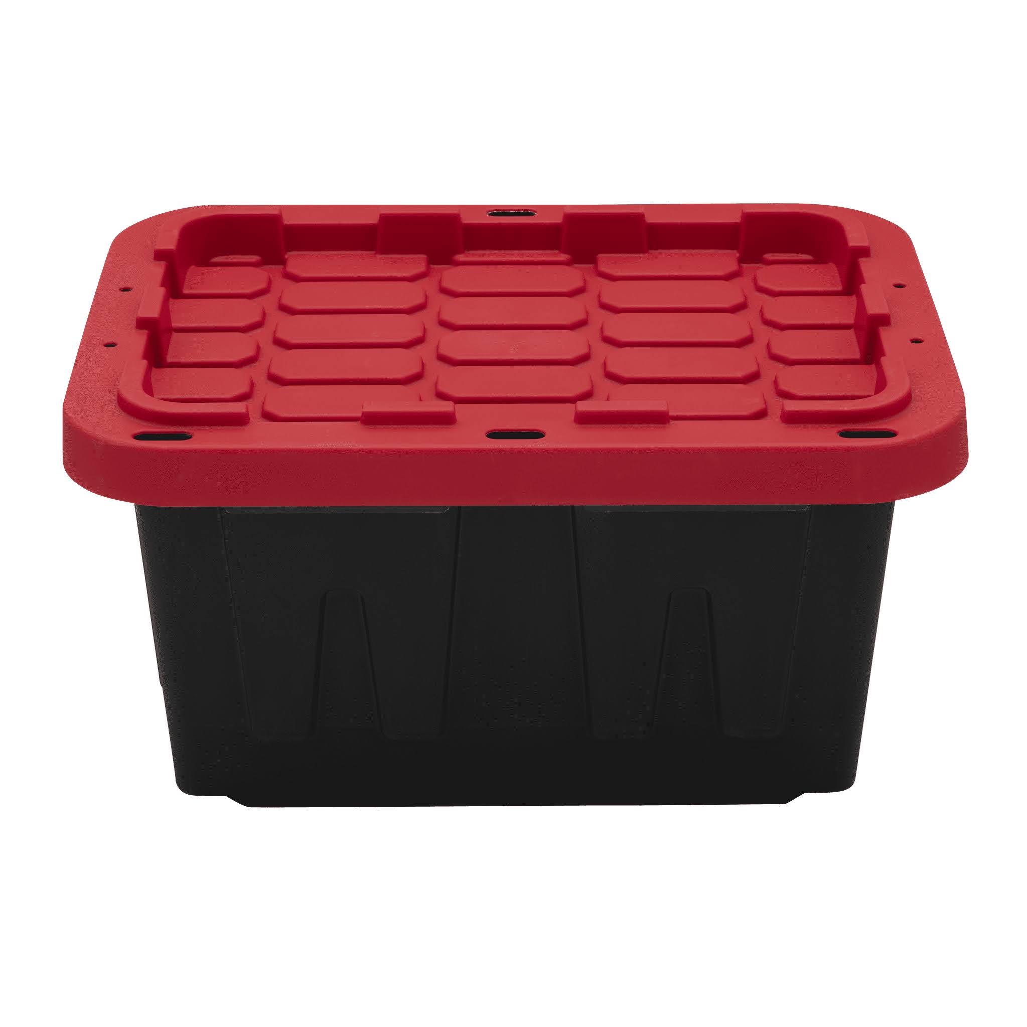 dc040713e8b1473018eef77468a6f3cee562d881edded6a9a6bfd96d9b54fdf3.jpg Hyper Tough 5 Gallon Snap Lid Storage Bin, Black/Red - Image 1