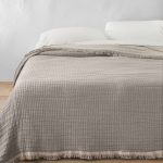 King Reversible Textured Cotton Chambray Coverlet Dark Gray/White - Casaluna