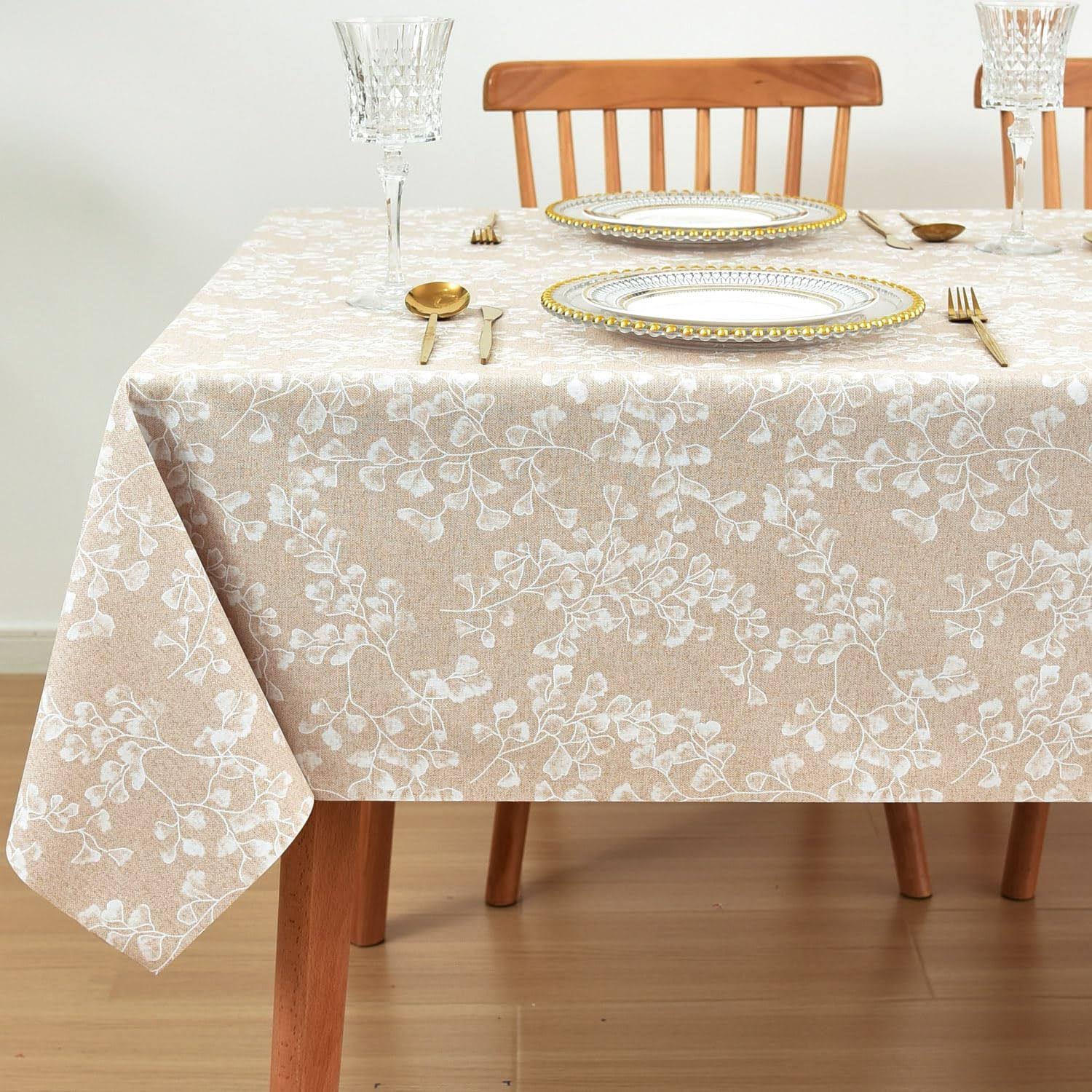 dc2eef89e7bc5e5b1e8615d4dd1c593c783c92d1eca36031b215db7fca1b961f.jpg LOHASCASA Heavy Duty Vinyl Oilcloth Tablecloth PVC Waterproof Plastic Wipeable Spillproof Peva Tablecloth for Spring Outdoor Camping Picnic - Image 1