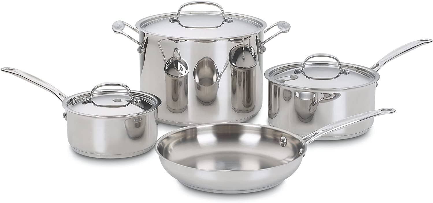dc455f2ef0bc2e424b2094ddedb7d9e924e99a1f8d8c81d6476b73f527de5a4a.jpg Cuisinart 77-7 Chef's Classic Stainless 7-Piece Cookware Set - Image 1