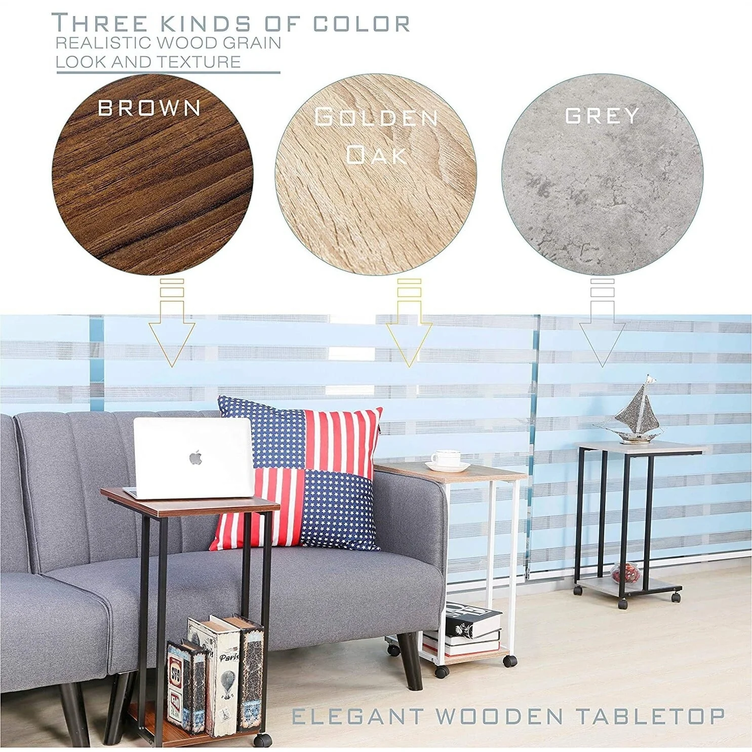 dc49f5448b8fcc8adba79e8210b371f6bcbe3dcb3f9f746e5cc52cb5b53b1805.webp JJS Side End C Table for Sofa, Living Room Couch Table Snack Table That Slide Under for Small Spaces Cement/Black - Image 1