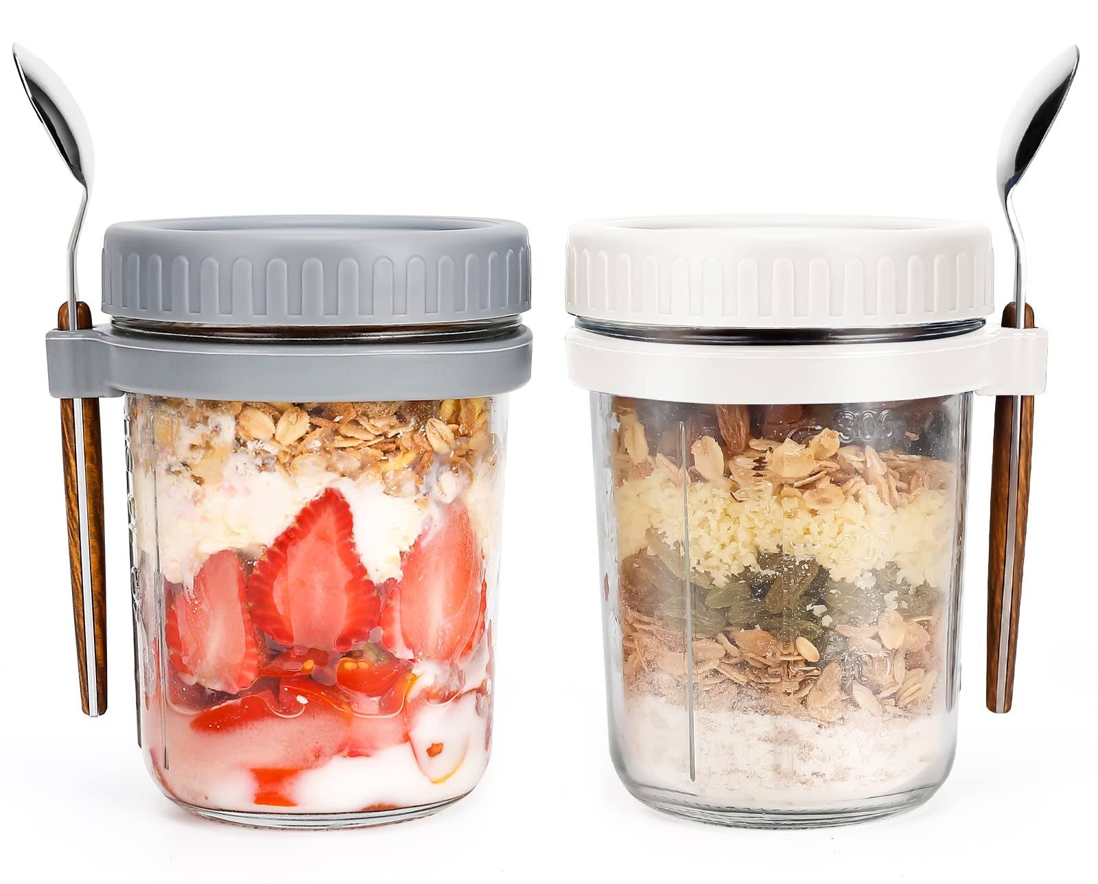 dc52c6a7fe71d10ae0045a91ef16f7c49e8d2eac32b61892f721d13d4cd91ede.jpg Xigugo Overnight Oats Jars, Overnight Oats Container with Lid and Spoon, 16 oz Cereal, Milk, Vegetable and Fruit Salad Storage Container with - Image 1