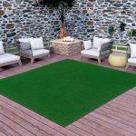 Ottomanson Waterproof Solid Grass Design Indoor/Outdoor 5x8 Modern Outdoor Artificial Grass Area Rug for Backyard, Patio, Garage, 5'3'' x 8'2'',