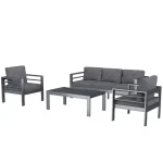 AECOJOY Aluminum Patio Furniture Set, 4 Pieces Outdoor Sectional Sofa Set, Dark Gray
