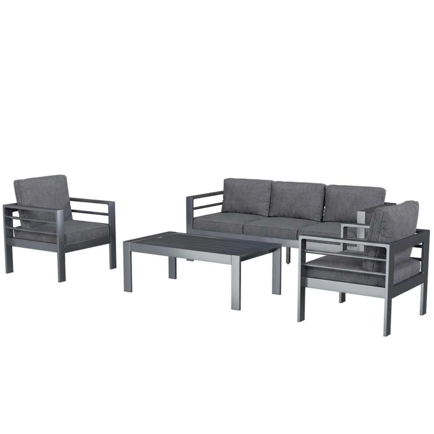 dc8206ad4ac359a95b108229d51fb9d566503351568d11ca7fc8e1fc06f3bc08.webp AECOJOY Aluminum Patio Furniture Set, 4 Pieces Outdoor Sectional Sofa Set, Dark Gray - Image 1