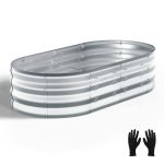 Lanxu Galvanized Raised Garden Bed, 0.6mm Thickness, 4x2x1ft, Breathable Side Vents Metal Garden Planter for Vegetables Flowers Herbs