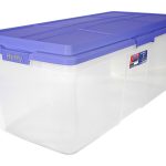 Hefty 113 Qt. Clear Storage Bin with Blue Hi-Rise Lid