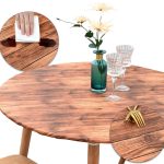 Fondlier Indoor Outdoor Patio Round Fitted Vinyl Tablecloth, Flannel Backing, Elastic Edge, Waterproof Wipeable Plastic Cover, Brown Rustic Barn Wood
