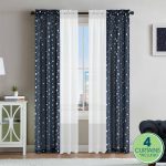 Your Zone 4 Piece Curtain Panel Set, 27.5 inch x 84 inch Inches Panels, Foil Stars Navy