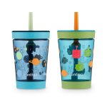 Contigo Kid's 14 oz. Spill-Proof Tumbler with Straw 2-Pack- Cosmos/Friendly Bots