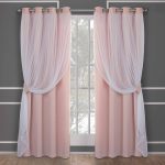 Exclusive Home Catarina Layered Solid Blackout and Sheer Window Curtain Panel Pair with Grommet Top, Rose Blush, 52x84, Pink
