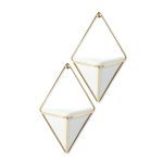Umbra Small Trigg Wall, Set of 2, White/Brass