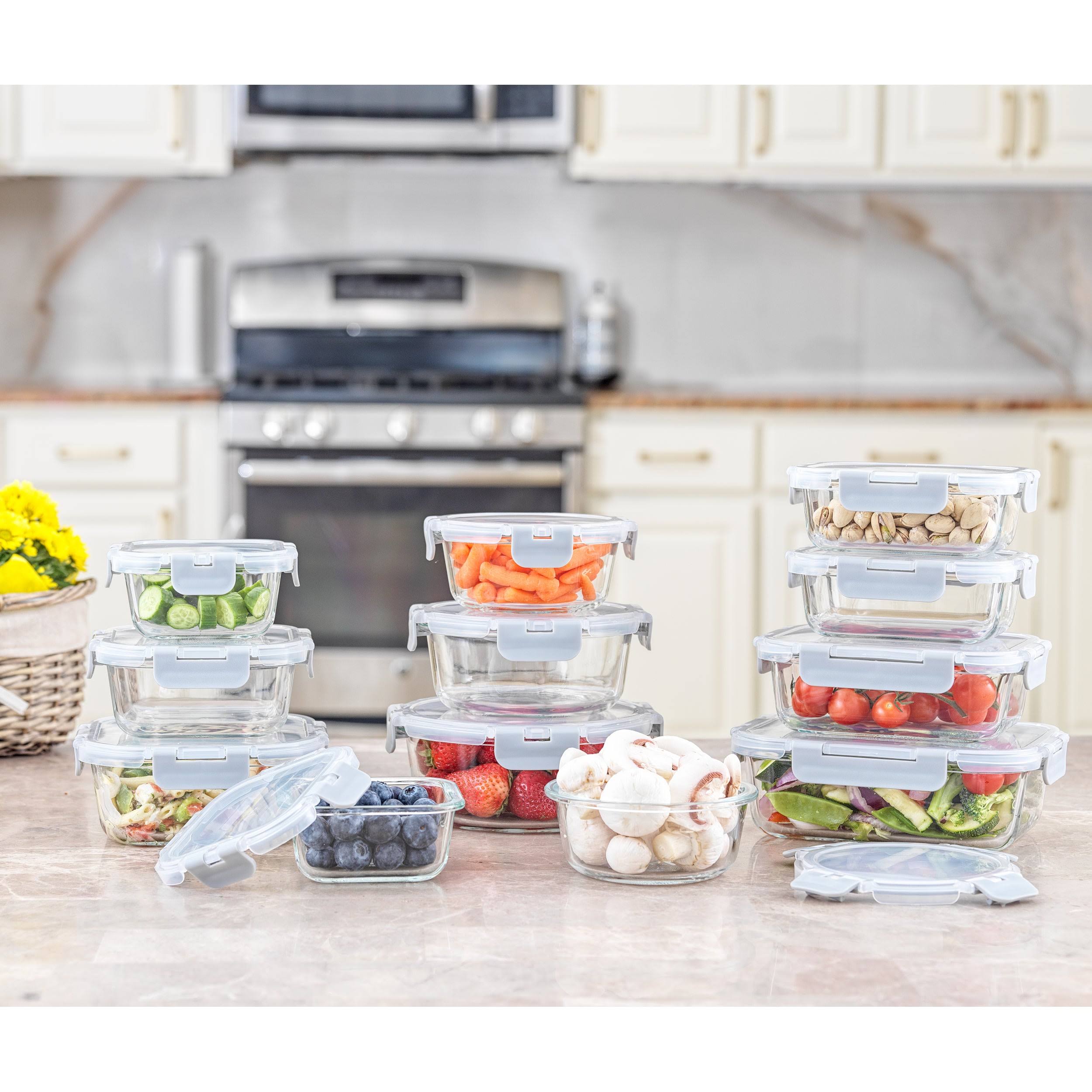 dd1e93b0cca35ba05372da530c5db41d5d484cc5fcb24f37de48dc027cd791d8.jpg Joyful by JoyJolt 24 Piece Glass Food Storage Containers with Leakproof Lids Set - Black - Image 1