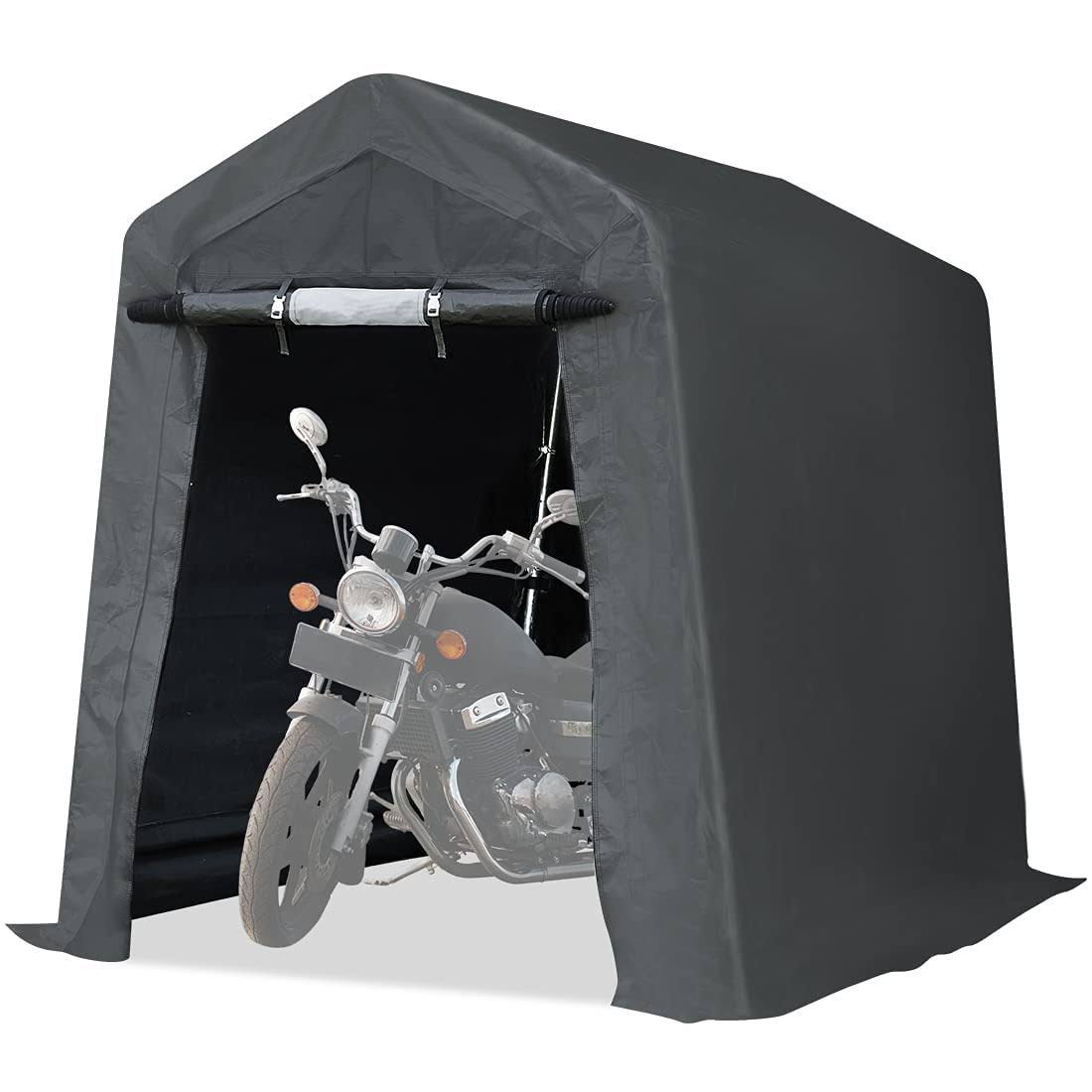 dd2fed3cf6f705384ecda8bff542ceca6078b3062ac90129f2baac265439fdbb.jpg Advance Outdoor 6x8 ft Outdoor Portable Storage Shelter Shed with 2 Rolled Up Zipper Doors & Vents Carport for Motorcycle Waterproof and UV Resistant - Image 1