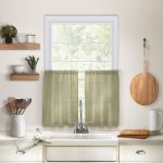 Cameron Linen Rod Pocket Kitchen Tier Window Curtain Set of 2 - 30" x 24" - Sage Green - Elrene Home Fashions
