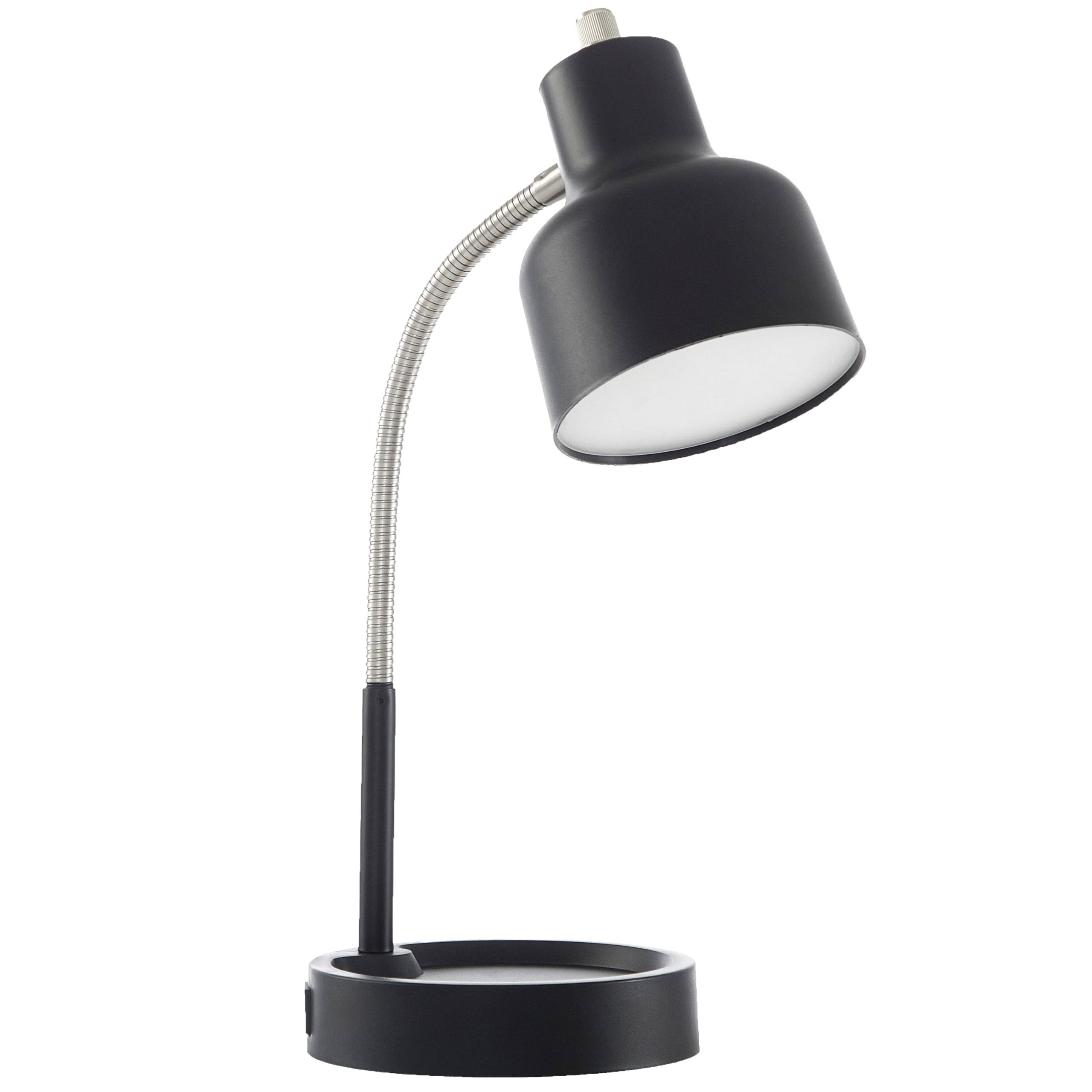 ddc717abdb1a93e50490084cdbbd009dff497632de0a77c7d350df72550dcc95.jpg Mainstays LED Desk Lamp with Catch-All Base & AC Outlet, Matte Black - Image 1