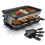 Indoor Grill Smokeless Korean BBQ Grill 2 in 1 Griddle Electric Grill Raclette Table Grill Kitchen Appliances with 8 Mini Grill Cheese Pans