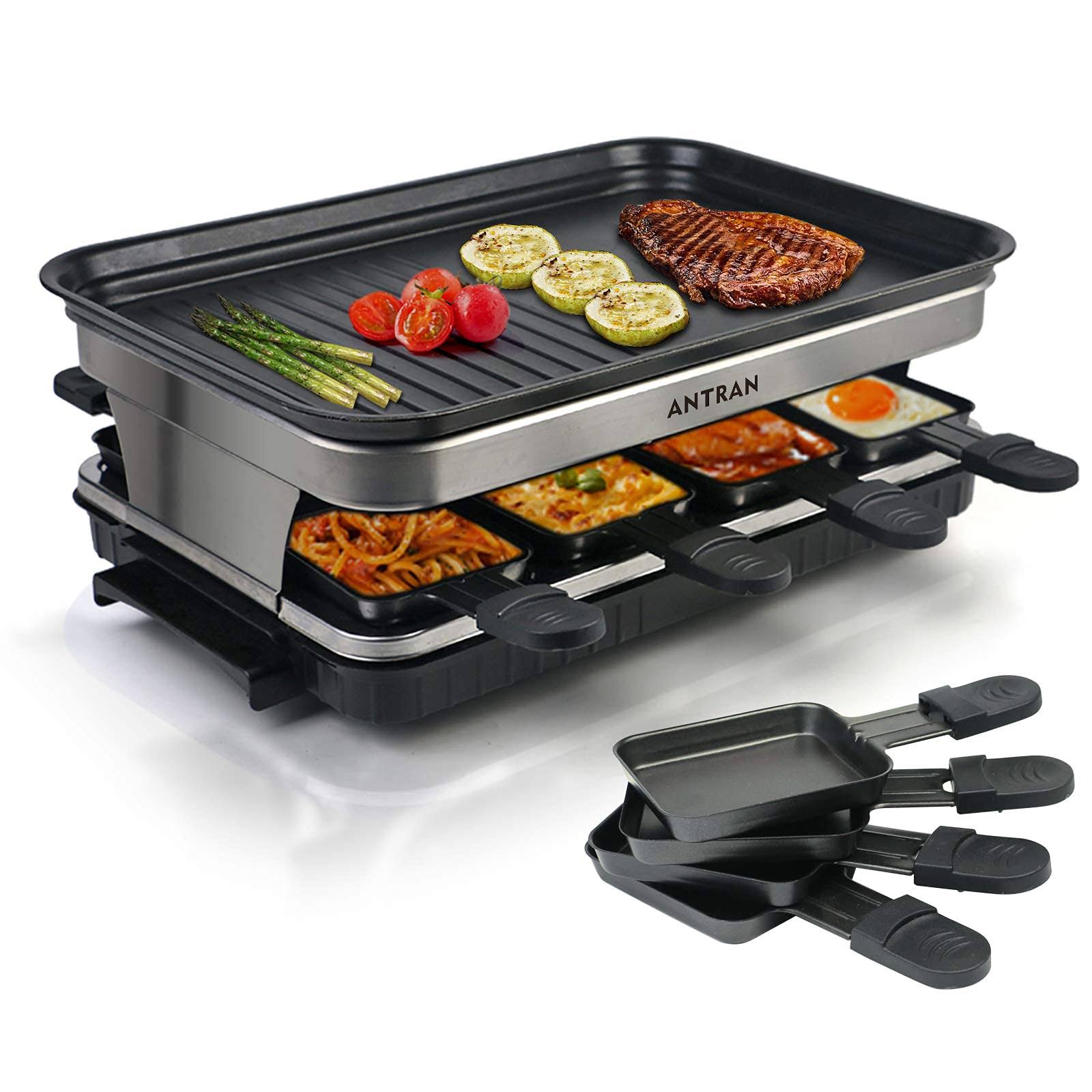 ddf5d3818be52afd6d2e93ad5d6dc5c6a00198d67bb41555552f8224c4f8673f.jpg Indoor Grill Smokeless Korean BBQ Grill 2 in 1 Griddle Electric Grill Raclette Table Grill Kitchen Appliances with 8 Mini Grill Cheese Pans - Image 1