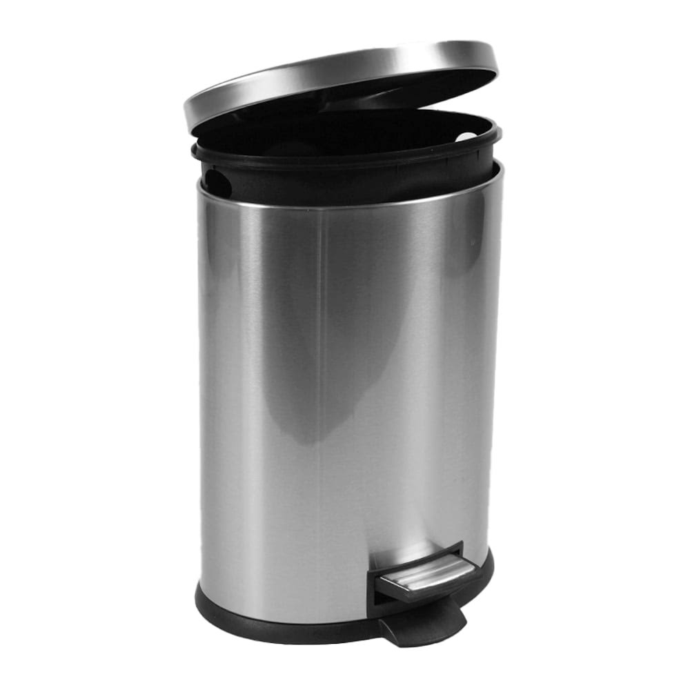 de11b65194ae34e92da7bafbc42b6097a2b125d7400288325af918a49360bf06.jpg Better Homes & Gardens 3.1 Gal / 12L Stainless Steel Oval Kitchen Trash Can with Lid, Black - Image 1