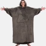 The Comfy Dream Long, Lightweight Floor Lenght Microfiber Fleece Wearable Blanket, One Size Fits All, Dark Gray
