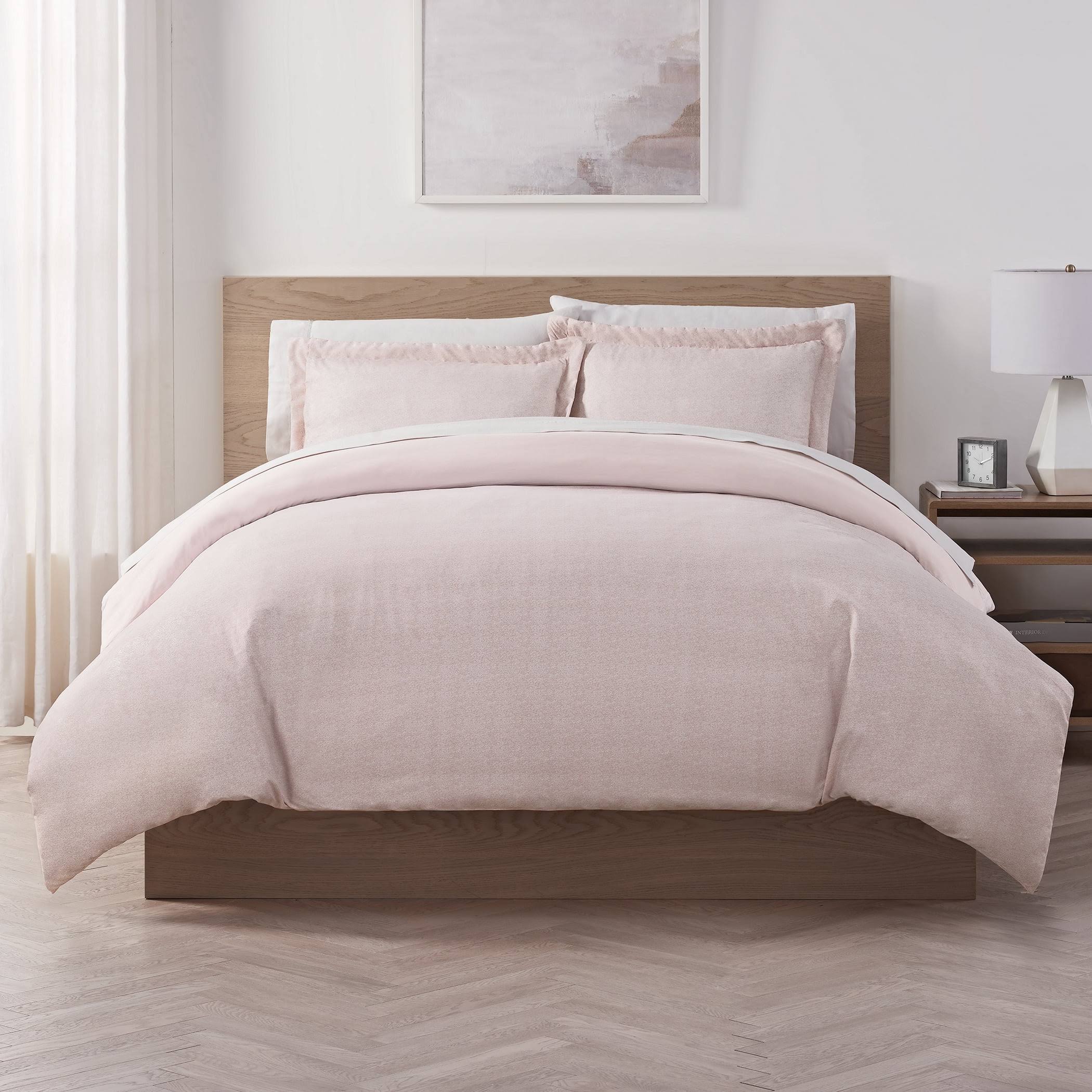 de3b6b435dd673a0349869793aa4a25d25507a1534da6cd267dc1b49c5e72764.jpg Serta Supersoft Cooling Bed Set, Reversible Duvet Set - Dusty Pink - Full - Queen - Image 1