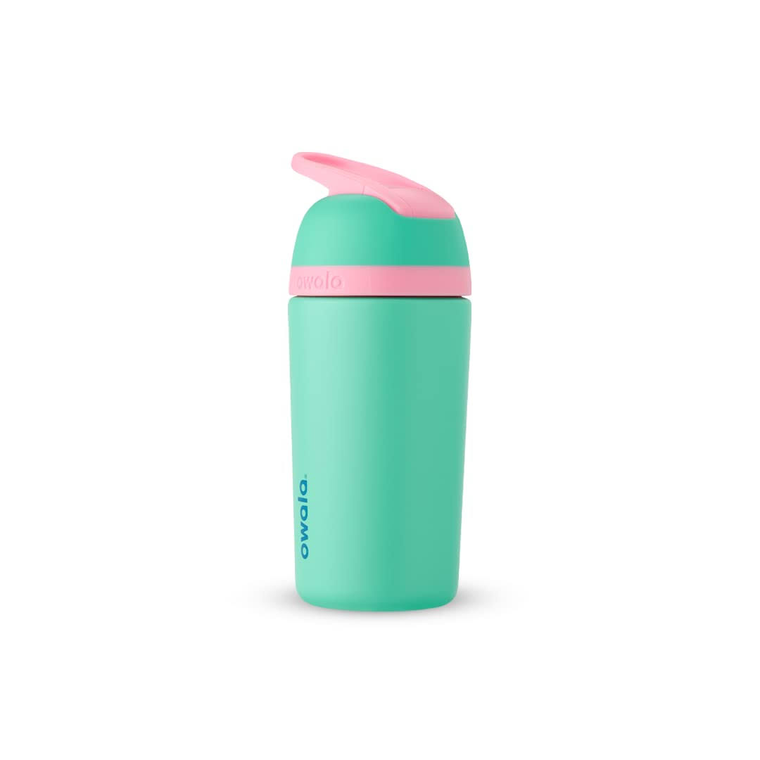 de7de28d6144093c5c8e2f9e3a612ee490b7779a09fafecd32b80faa6e4ba118.jpg Owala Kid's Flip 14 oz. Insulated Stainless Steel Water Bottle - Image 1