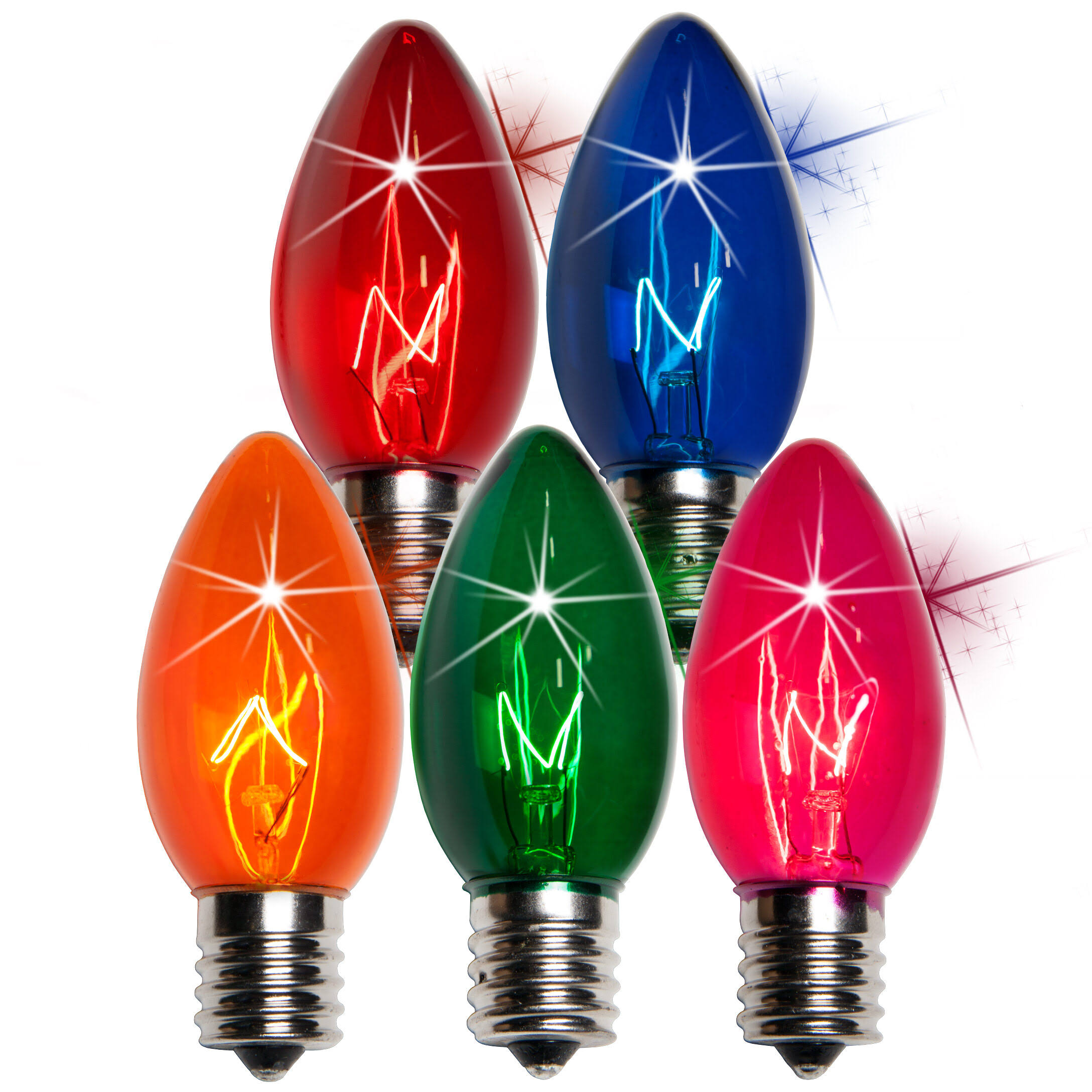 de8c200311b67992bb4be846fb264b4f28fc0e59d8ff0ba5e629187b7515fc48.jpg Wintergreen Lighting C9 Twinkle Transparent Bulb - Image 1