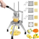 VEVOR Commercial Chopper w/ 4 Replacement Blades Commercial Vegetable Chopper Stainless Steel French Fry Cutter Potato Dicer & Slicer Commercial