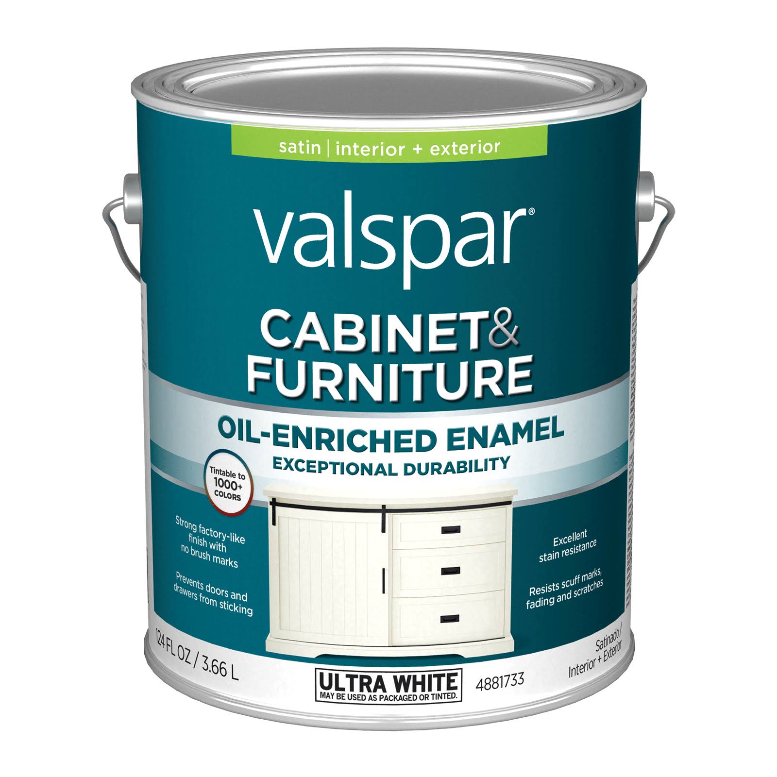 dec13110a1ca1cc6e7dce64daf66203673a1069d277886643242392f81fd9bd5.jpg Satin Base Tintable Cabinet and Furniture Paint Enamel (1-Gallon) - Image 1