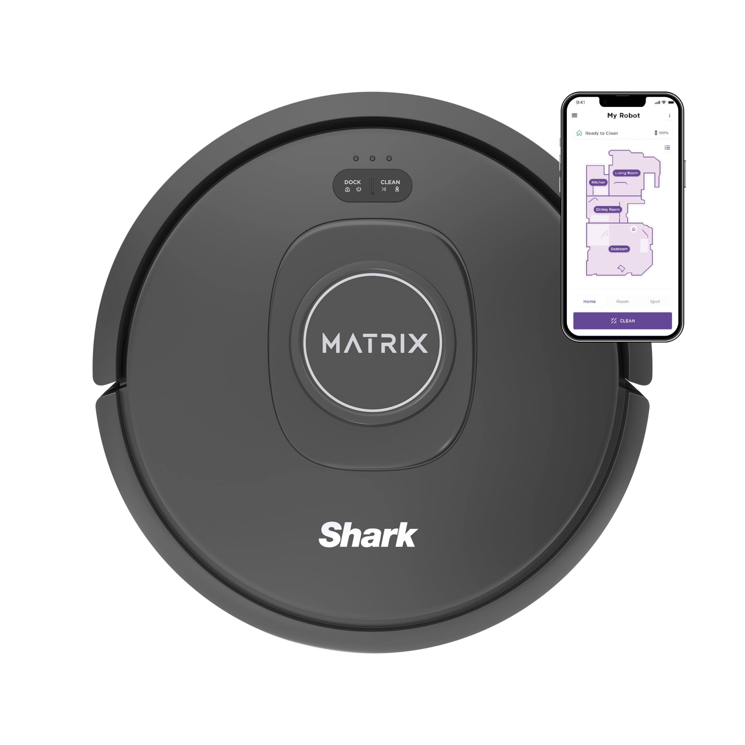 dedac4fe35bdb078d947cd8a7dff0bad49b4d32859af900fa36bc0b202d4a4ee.jpg Shark Matrix Robot Vacuum for Carpets and Hardfloors with Self-Cleaning Brushroll and Precision Mapping RV2310 - Image 1