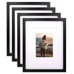 KINLINK 11x14 Picture Frames Black, Wood Frames with HD Plexiglass for Pictures 5x7/8x10 with Mat or 11x14 Without Mat, Tabletop and Wall Mounting