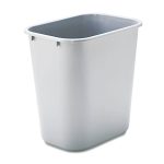 Rubbermaid Commercial Deskside Plastic Wastebasket, Rectangular, 7 gal, Gray