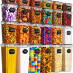 KEMETHY 24 Pcs Airtight Food Storage Containers with Lids, Kitchen Pantry Organization and Storage, BPA-Free Plastic Scale Food Canisters for Cereal