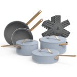 Beautiful 19230 12pc Ceramic Non-Stick Cookware Set, Cornflower Blue