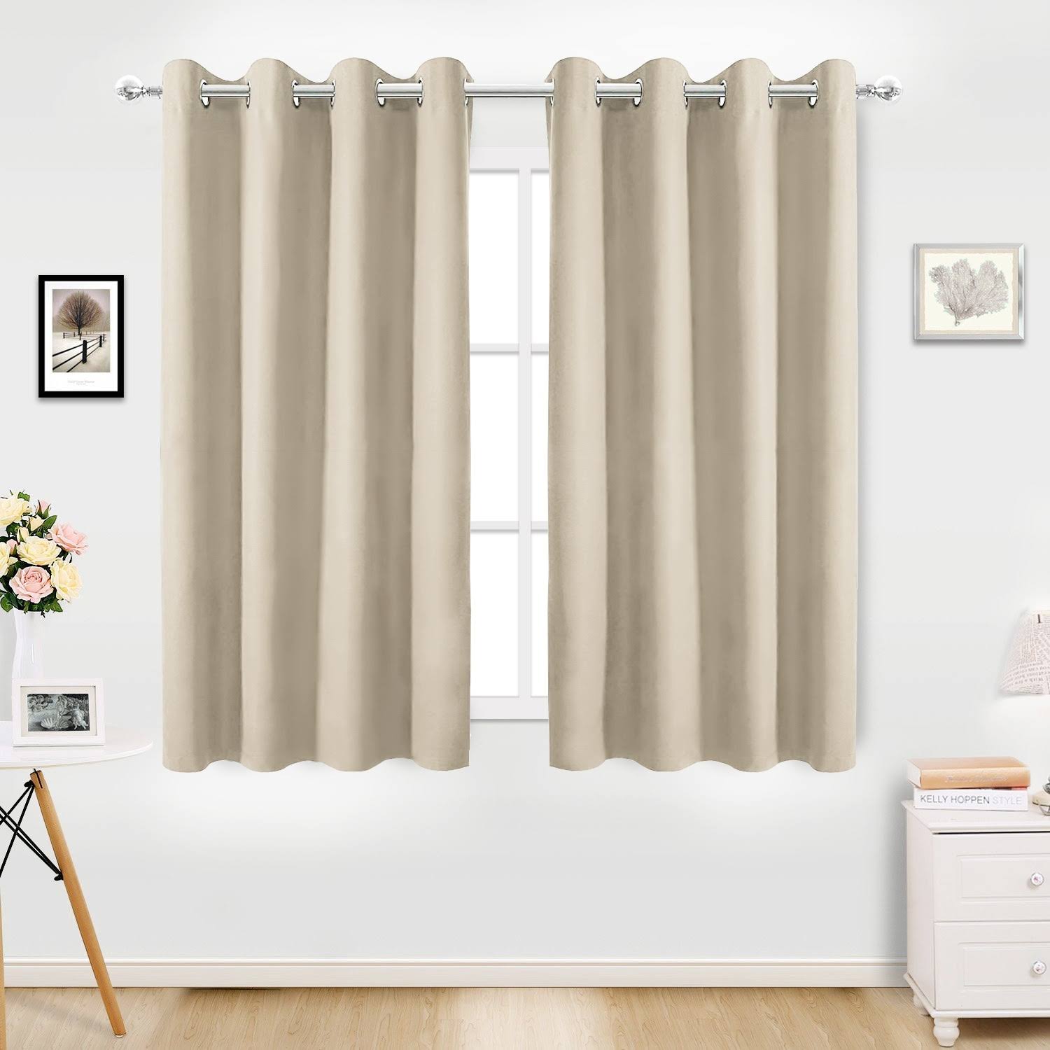 df7fc98006444dd443afd57b9d0aac09bdde80786ed3c9053289f336fe6c8ba1.jpg Pro Space Grommet Top Insulated Thermal Blackout Window Curtain Solid Room Drape (1 Panel) Beige 34 inchw x 45 inchh 45 Inches, Size: 34W x 45H - Image 1