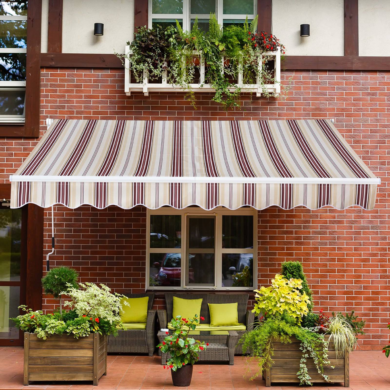 df85ad9a169f4bee781206c17e6225fde6f4ff683d3b3934850f23f6bdc40654.jpg Outsunny 10' x 8' Manual Retractable Sun Shade Patio Awning - Red - Image 1