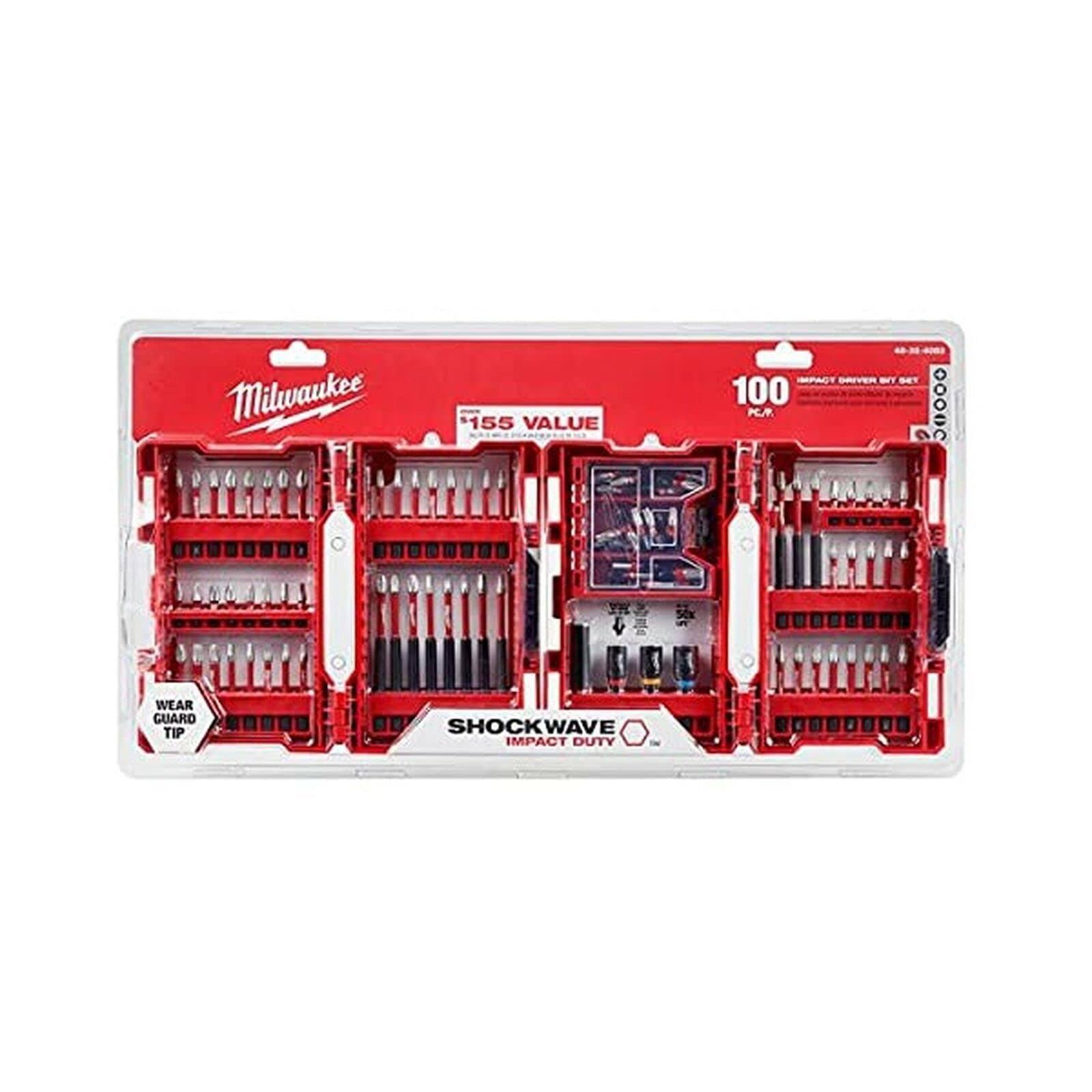 dfa60712b5515e2f92b352043ee80ba7df92597151c71d90390597d58faf0621.jpg Milwaukee Drill and Driver Bit Set Shockwave Impact Duty Alloy Steel 100 Piece - Image 1